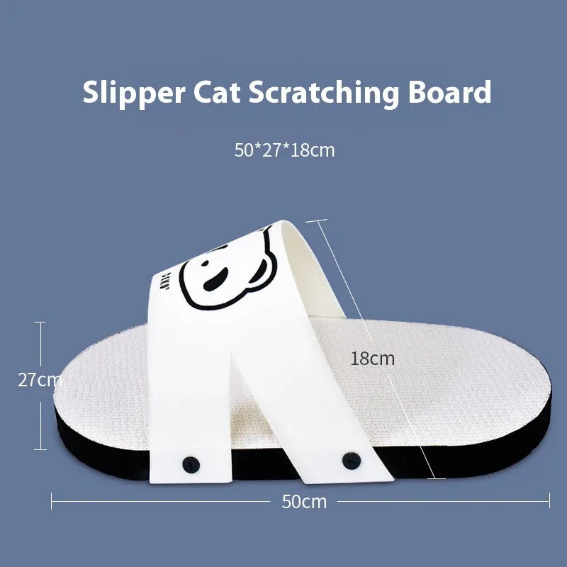 White slipper-shaped corrugated cardboard cat scratch board.