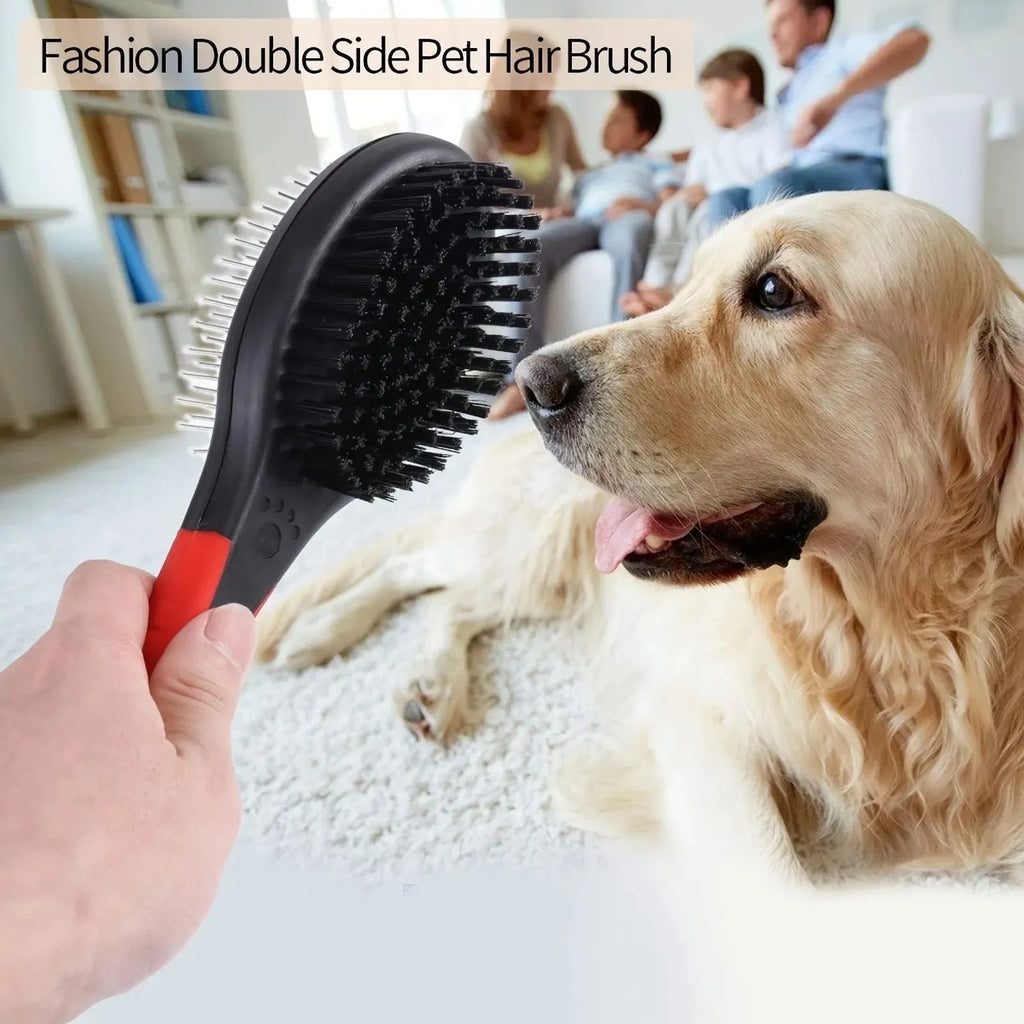 2-in-1 double-sided pin pet grooming comb for dogs and cats, shedding and dirt removal tool
