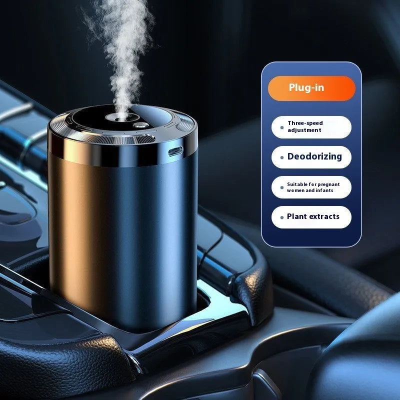 Car intelligent aromatic diffuser and humidifier with 50-100ml capacity, available in plastic or aluminium alloy and six fragrances