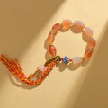 Vintage ethnic style jade agate Tibetan bracelet with floral and geometric shapes