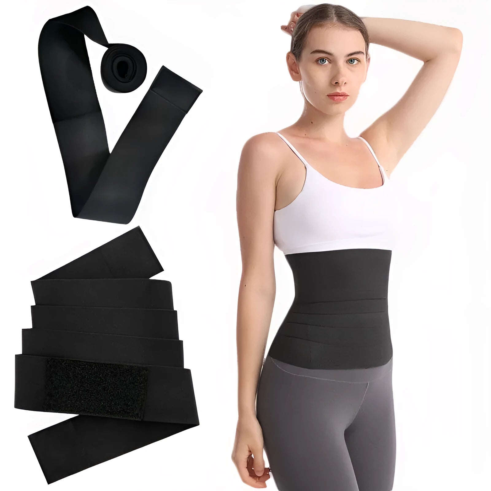 Women's free size waist trainer exercise belt shown in 10cm width with multiple length options.