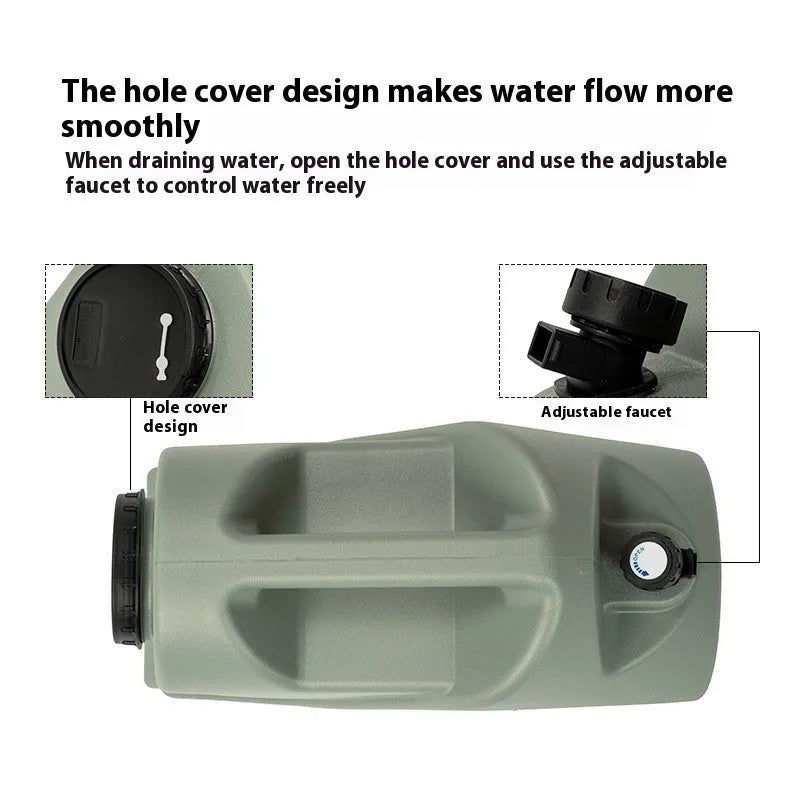 Portable water storage tank in green 18L or 13L capacity for camping and household use