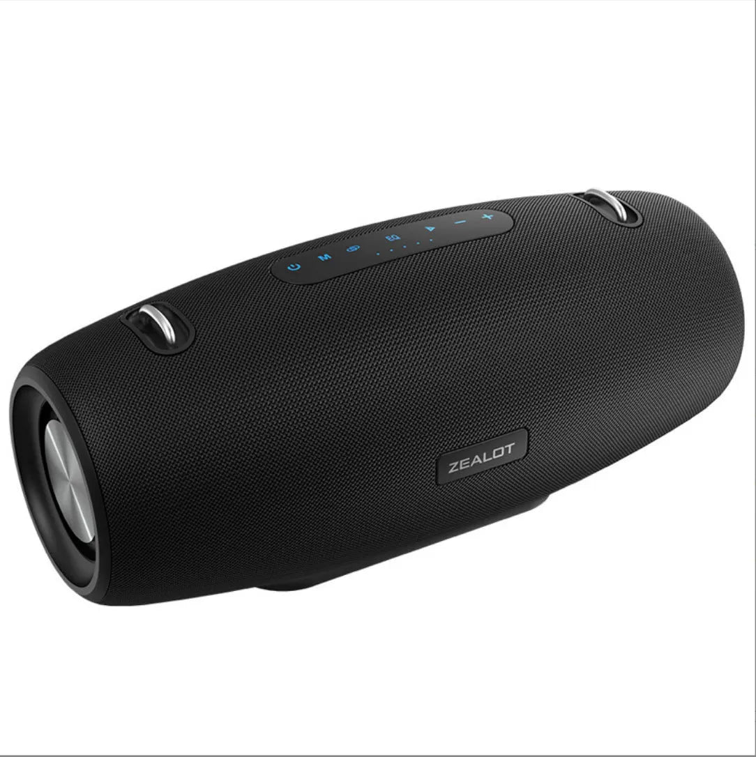 Black 60W Bluetooth karaoke speaker with strap, audio cable, and charging cable for square dance and family singing