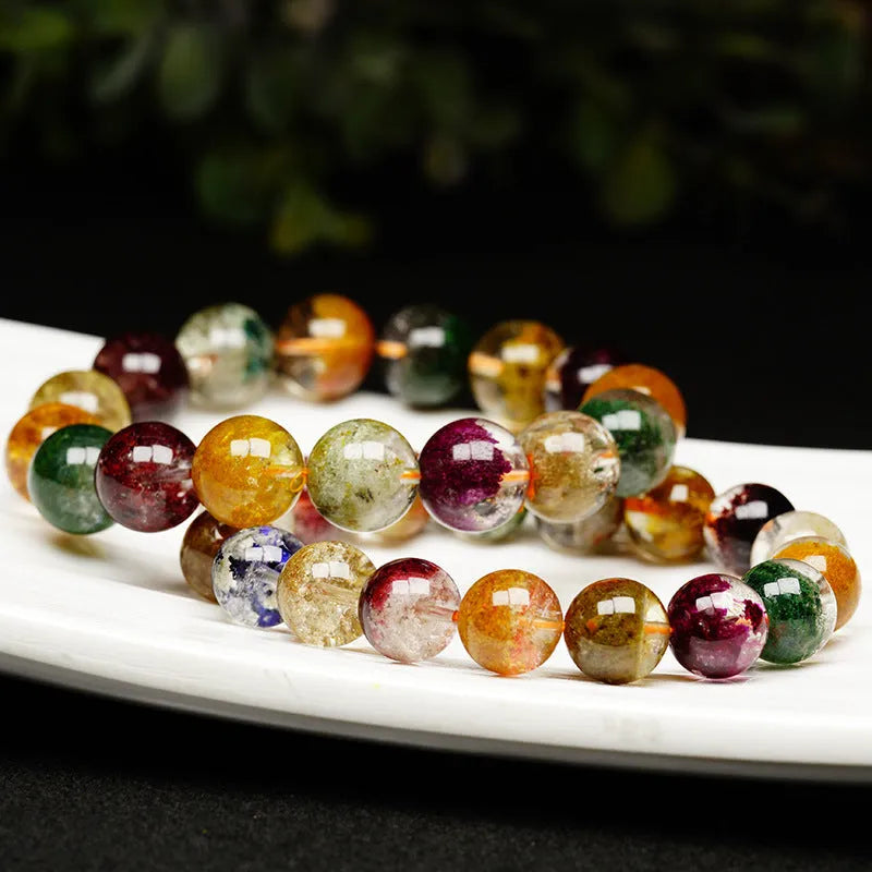 Colourful cornucopia ghost design crystal bracelet with 10mm ball beads in ethnic retro style.