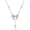 S925 pure silver butterfly heart pendant on an adjustable O-ring clavicle chain necklace.