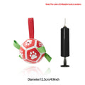 Interactive dog football toy with nylon tabs, 5-inch PU ball, pump and needle adapter for fetch and water play