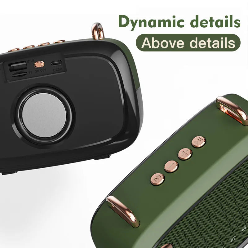 Compact rectangular portable Bluetooth speaker in multiple colours showing USB port and control buttons.