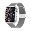 AMOLED NFC smart watch with 1.8-inch screen and pink silicone strap on wrist