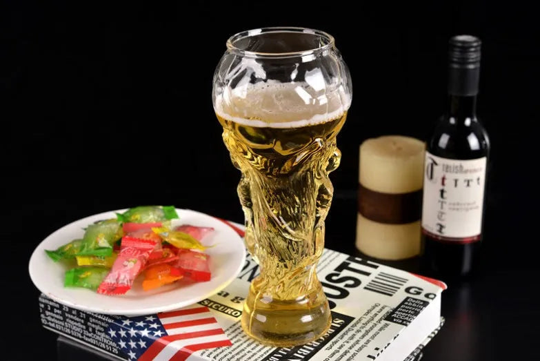 Hercules Beer Cup World Cup Football Cup transparent glass 450ml 19cm tall with 6cm diameter