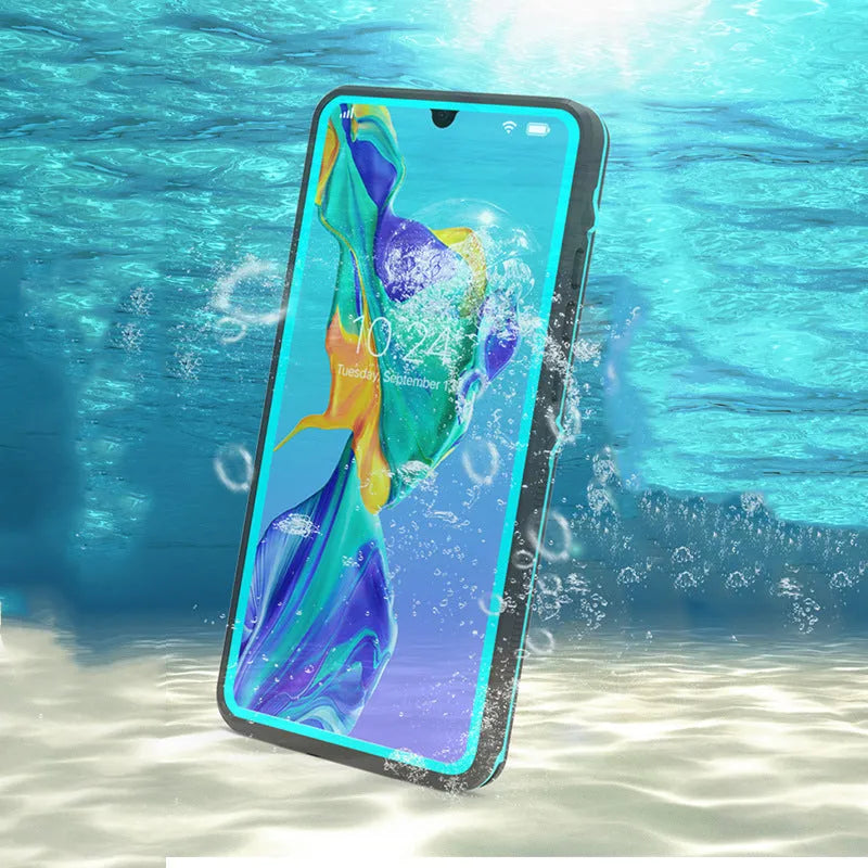 Huawei P30 series anti-drop phone case with wave point design in black and blue colour options
