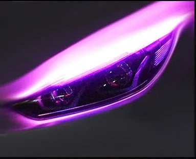 Flexible silicone car LED light strip for daytime running lights and animated turn signals.