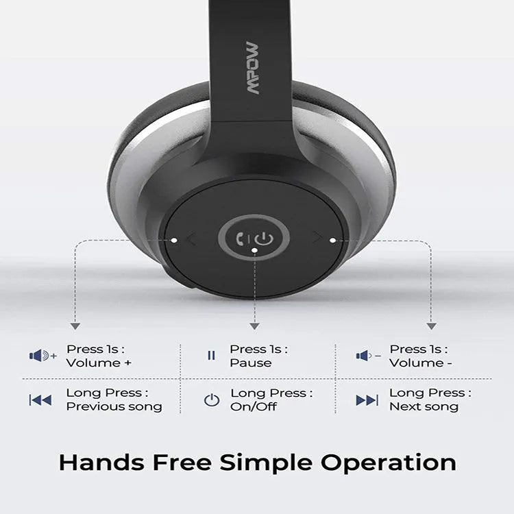 Black Bluetooth 5.0 noise reduction earphone head mounted with wireless stereo and call function