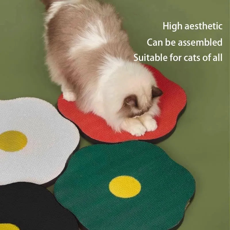 Medium grey wall mounted cat scratching board with corrugated surface measuring 40x37.3cm