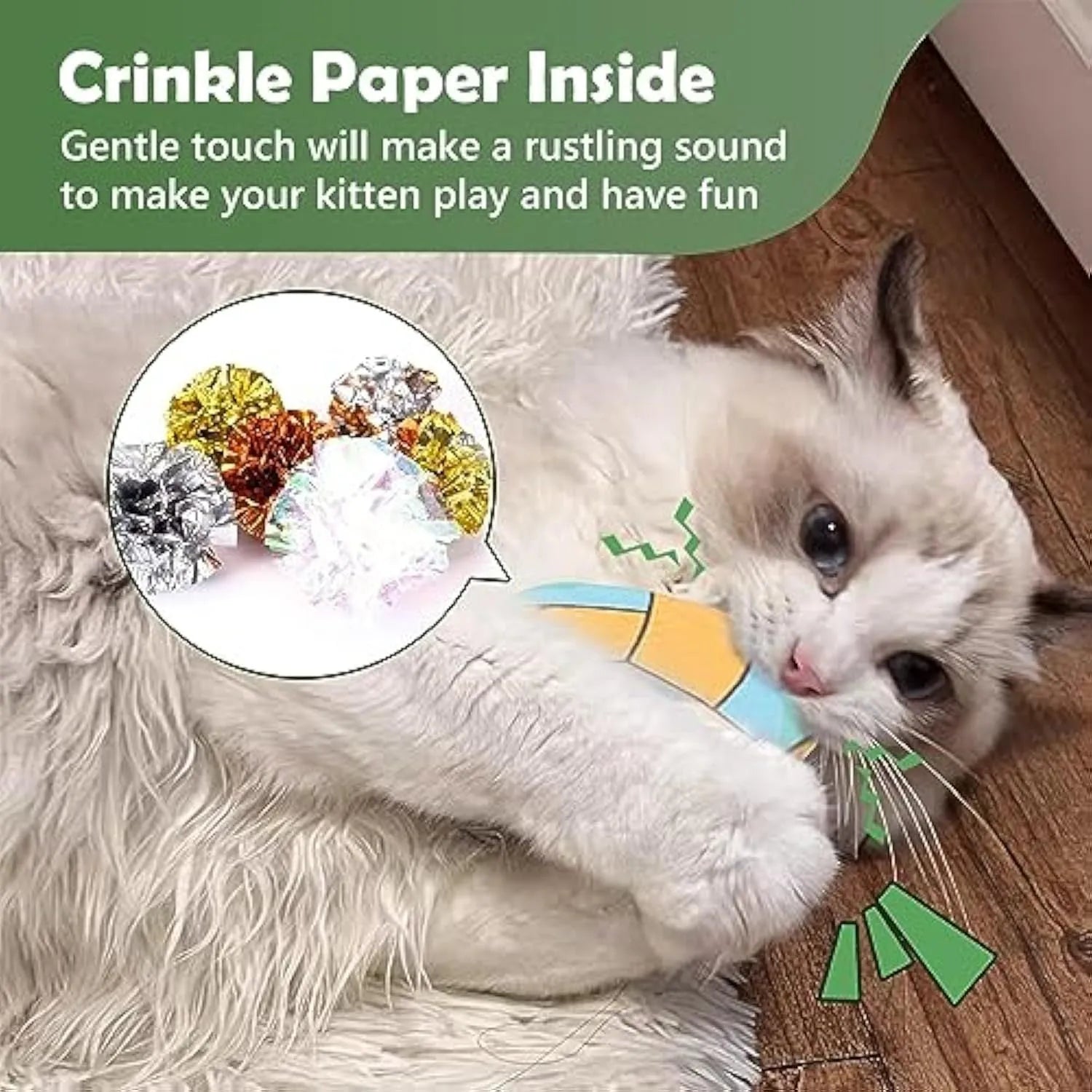 Interactive flying disc cat toy with plush exterior, catnip and crinkle sound for indoor cats