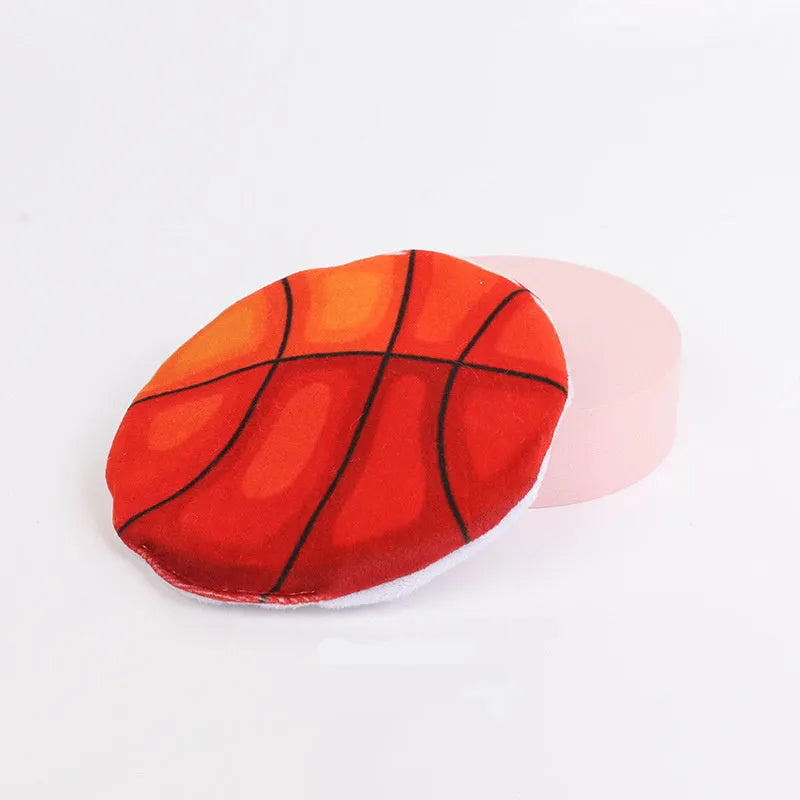 Interactive flying disc cat toy with plush exterior, catnip and crinkle sound for indoor cats