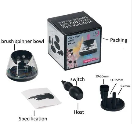 Electric makeup brush cleaner machine with three silicone cans in carton packaging