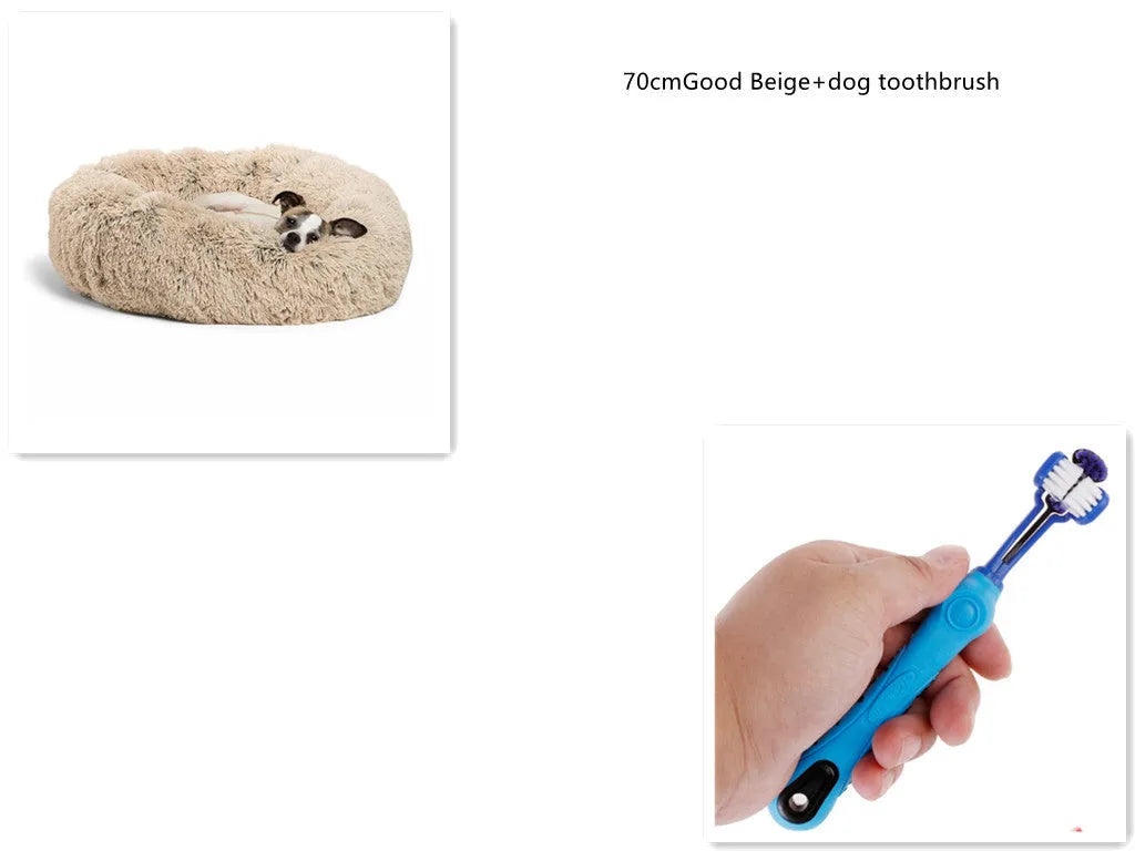 Plush pet toothbrush for dogs and cats in a random colour, designed for dental care and tartar removal.