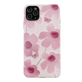 Pink floral soft rubber phone case for iPhone with lanyard hole