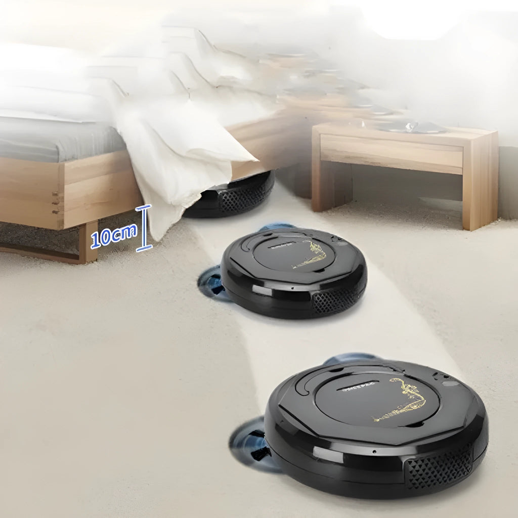 Lazy Smart floor sweeping robot vacuum cleaner in black, blue, white, blue light or white light