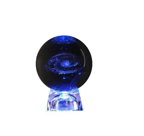 Galaxy Crystal Ball K9 crystal sphere in 60mm, 80mm or 100mm with luminous LED crystal gold or silver base options