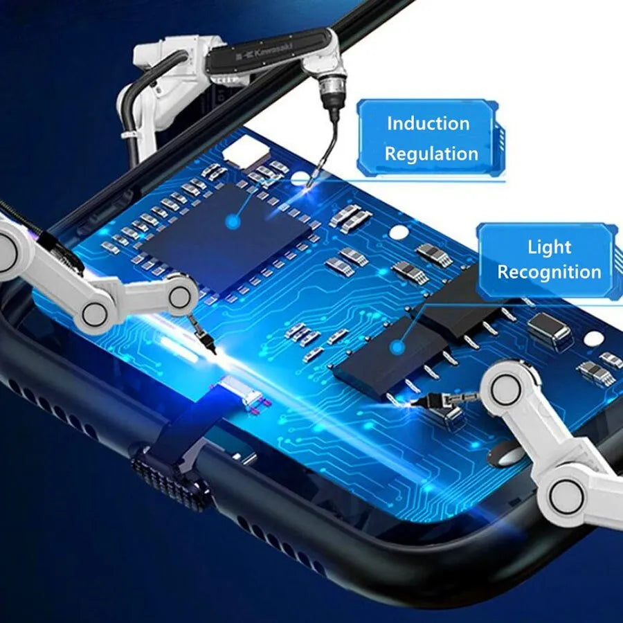 LED light up iPhone case with tempered glass back, cartoon design, glows for calls and messages, available in six colours.
