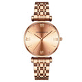 Women's stainless steel band watch, 10mm thick, round dial, business style, rose gold gold or silver finish