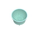 Cyan silicone pet slow feeder bowl with textured surface and suction cup base