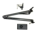Lazy flat universal phone holder bracket with rotary joint for iPad and iPad Mini, available in black or white.