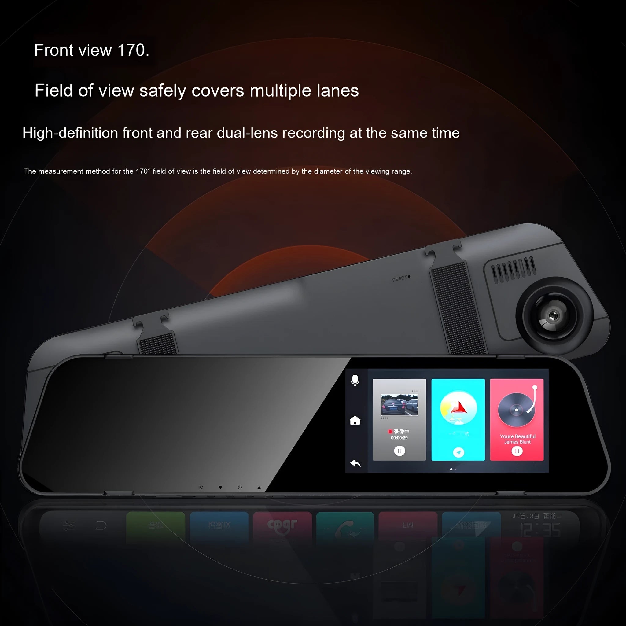 HD front and rear driving recorder with 4.5 inch screen and reversing image function