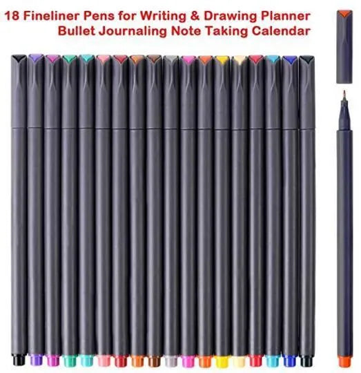Set of watercolour pencils in 18 colours with plastic casing on white background