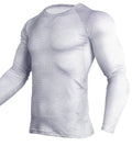 Men's long sleeve compression gym running shirt in blue, showing O-neck and athletic fit