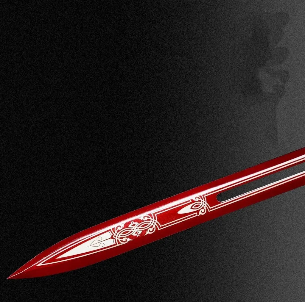 Xuanhong one-piece 65 manganese steel unsharpened katana-style collectible sword with solid wood and leather scabbard, 103cm overall