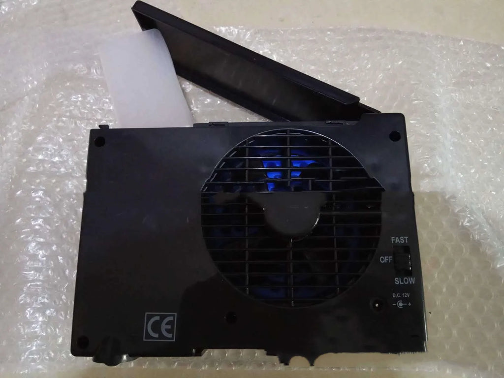 Black PVC 12V car air-conditioning fan with cigarette lighter plug for universal fit