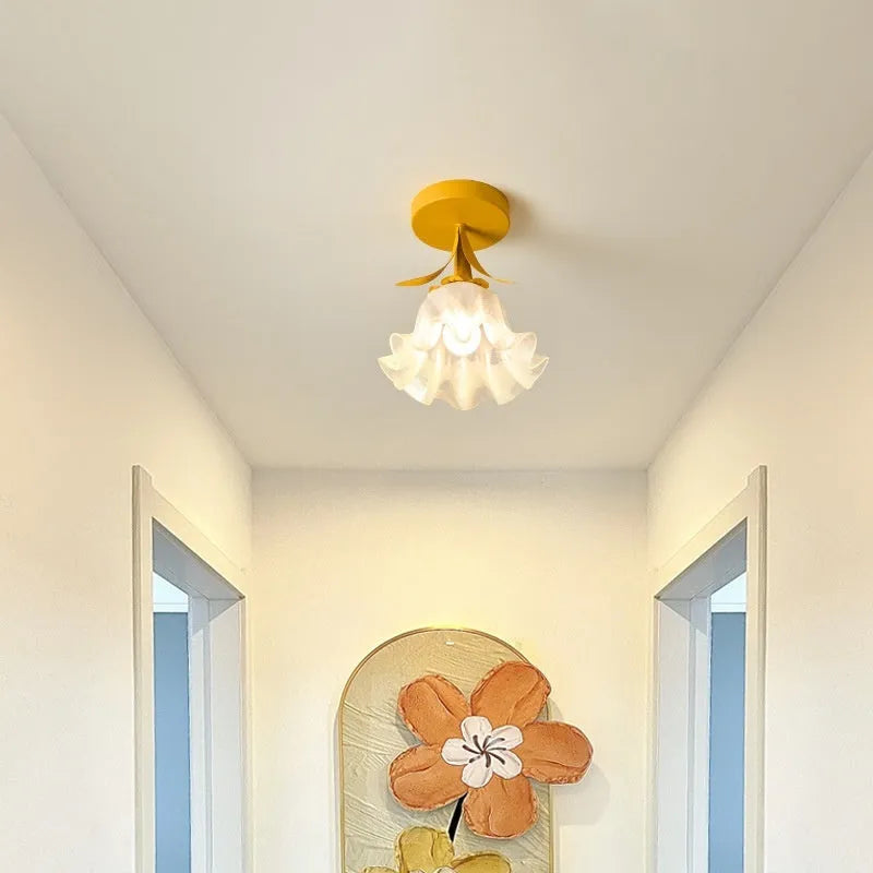 Cream Linglan Flower modern aisle corridor light with three-colour changing and dimming options