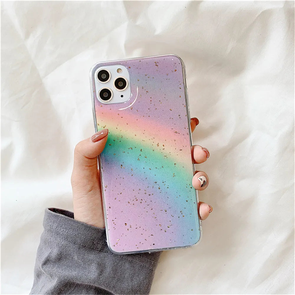 Rainbow gradient striped TPU protective case for iPhone