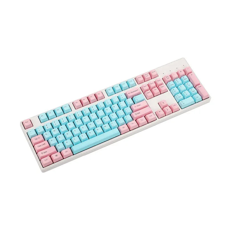 PBT mechanical keyboard keycaps set with side-printed legends in pink opaque colour