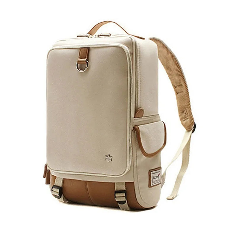 Men's modern backpack in Oxford cloth shown in Army Green colour, displaying its large capacity and Korean style design.