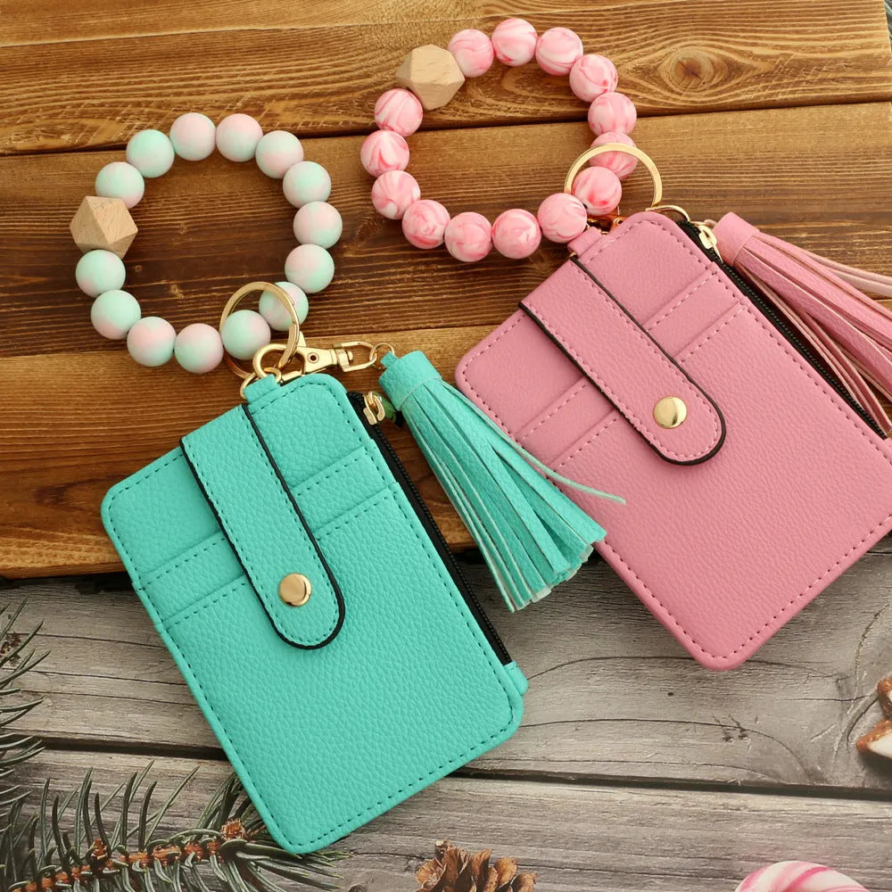 Silicone card holder bracelet in mint green pink purple khaki black gray yellow leopard print and Big Cow