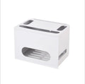 Gray and white plastic wireless router storage box for concealing network equipment and cables