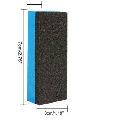 Car rust remover spray bottle with blue square sponge and microfibre towel for automotive corrosion treatment