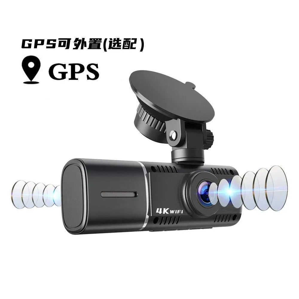 Standard black 1080p dash cam for cars with front and rear recording.