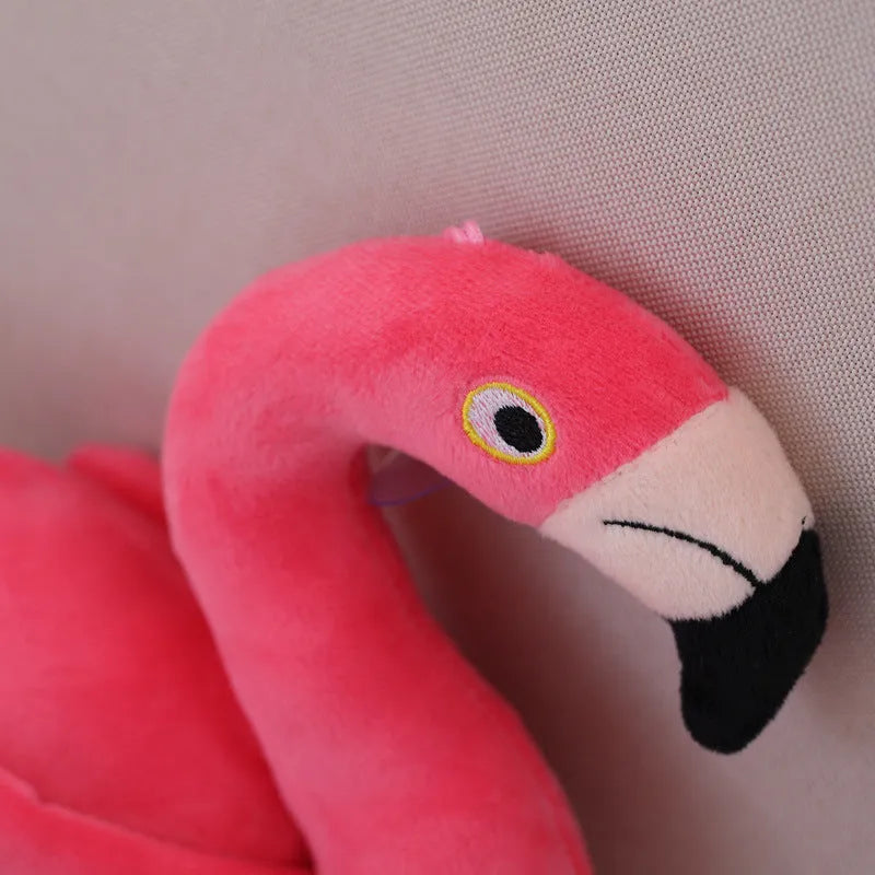 Pink flamingo plush toy with short plush fabric and PP cotton filling, 24cm length
