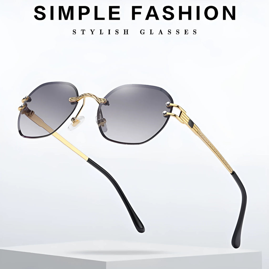 Gold frame sunglasses with gradient lens in various colour options showing front view