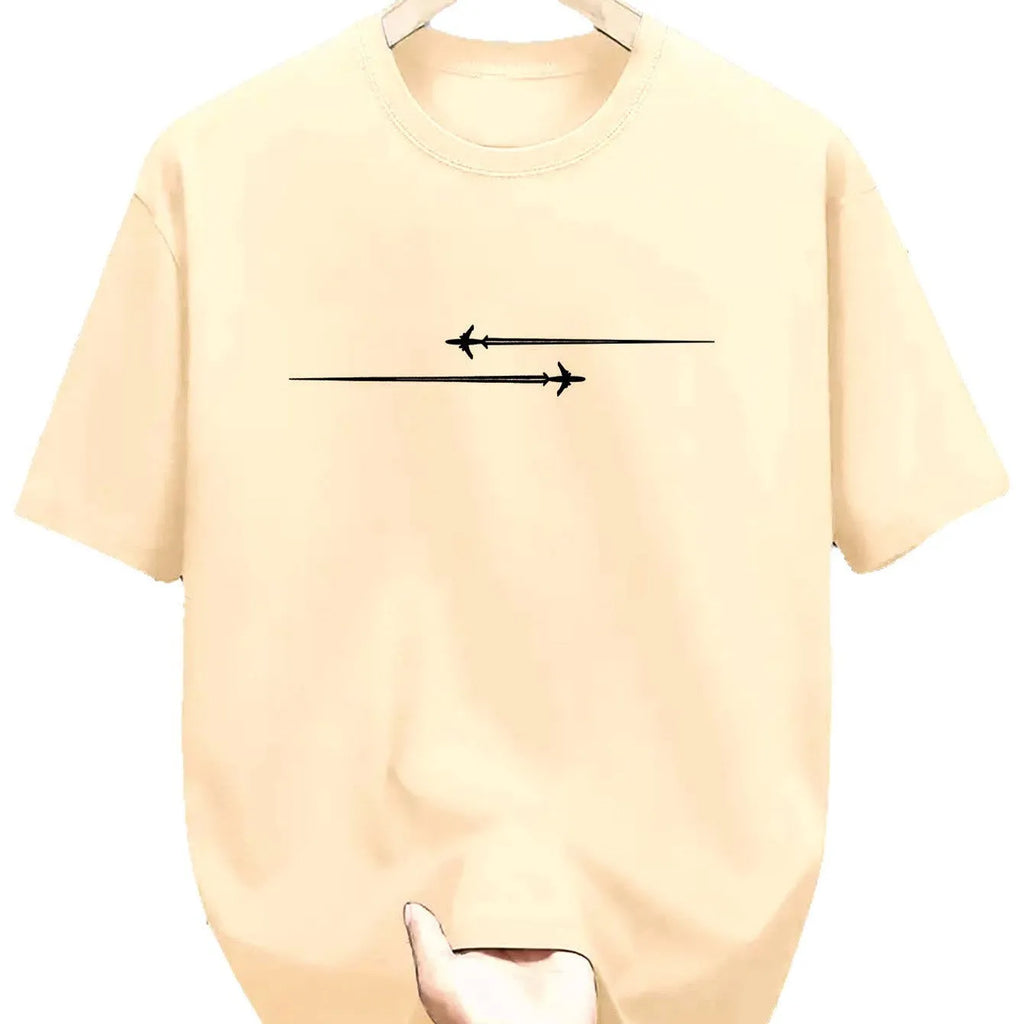 Cartoon printed loose fit T-shirt in cotton blend fabric showing round neck and short sleeves
