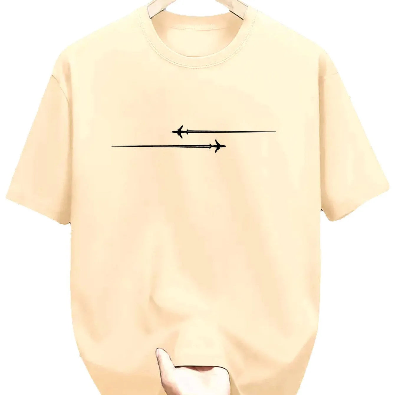Cartoon printed loose fit T-shirt in cotton blend fabric showing round neck and short sleeves