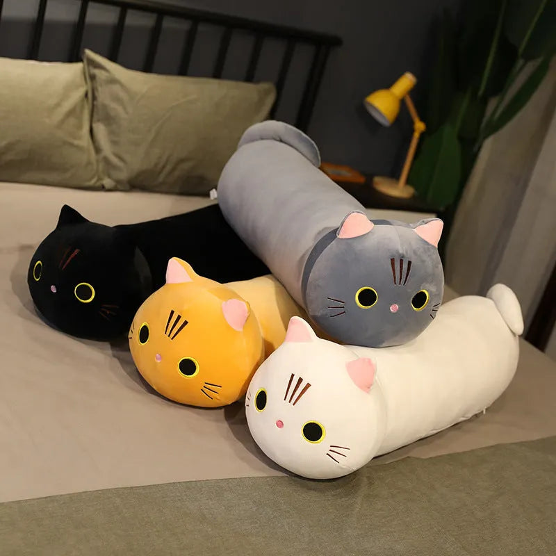 Large soft cartoon cat plush toy stuffed doll in multiple colours and sizes