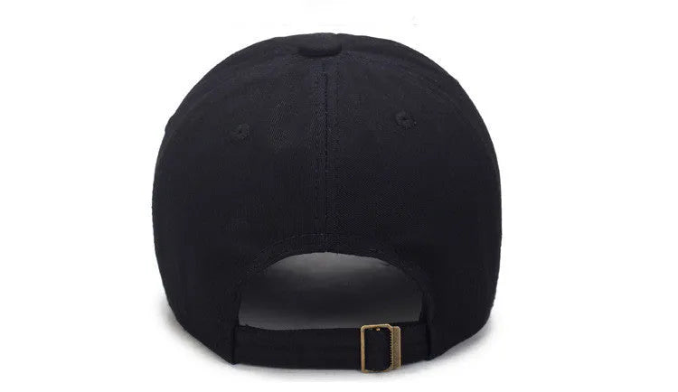 Embroidered cotton baseball cap in black with plain weave finish