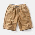 Men's khaki retro American-style cargo shorts with straight-leg street design