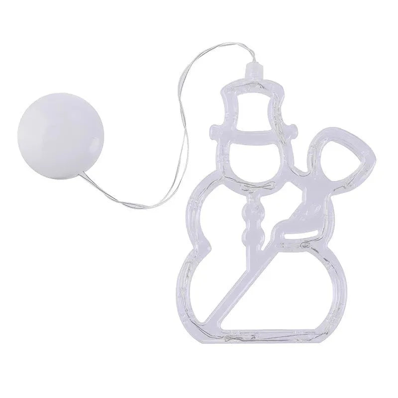 LED Christmas suction cup chandelier with Santa, elk, and snowman designs on window