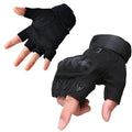Tactical half-finger microfiber gloves with rubber knuckle protector in army green